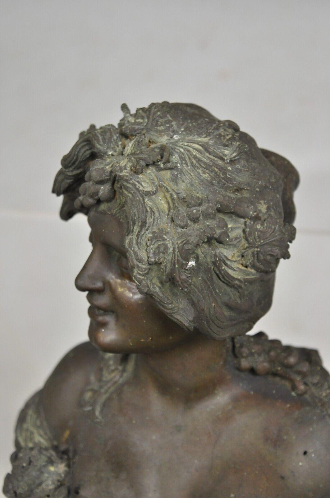 Antique French Victorian Busto femenino de bronce Fuente de agua de jardín montada en la pared en venta 1
