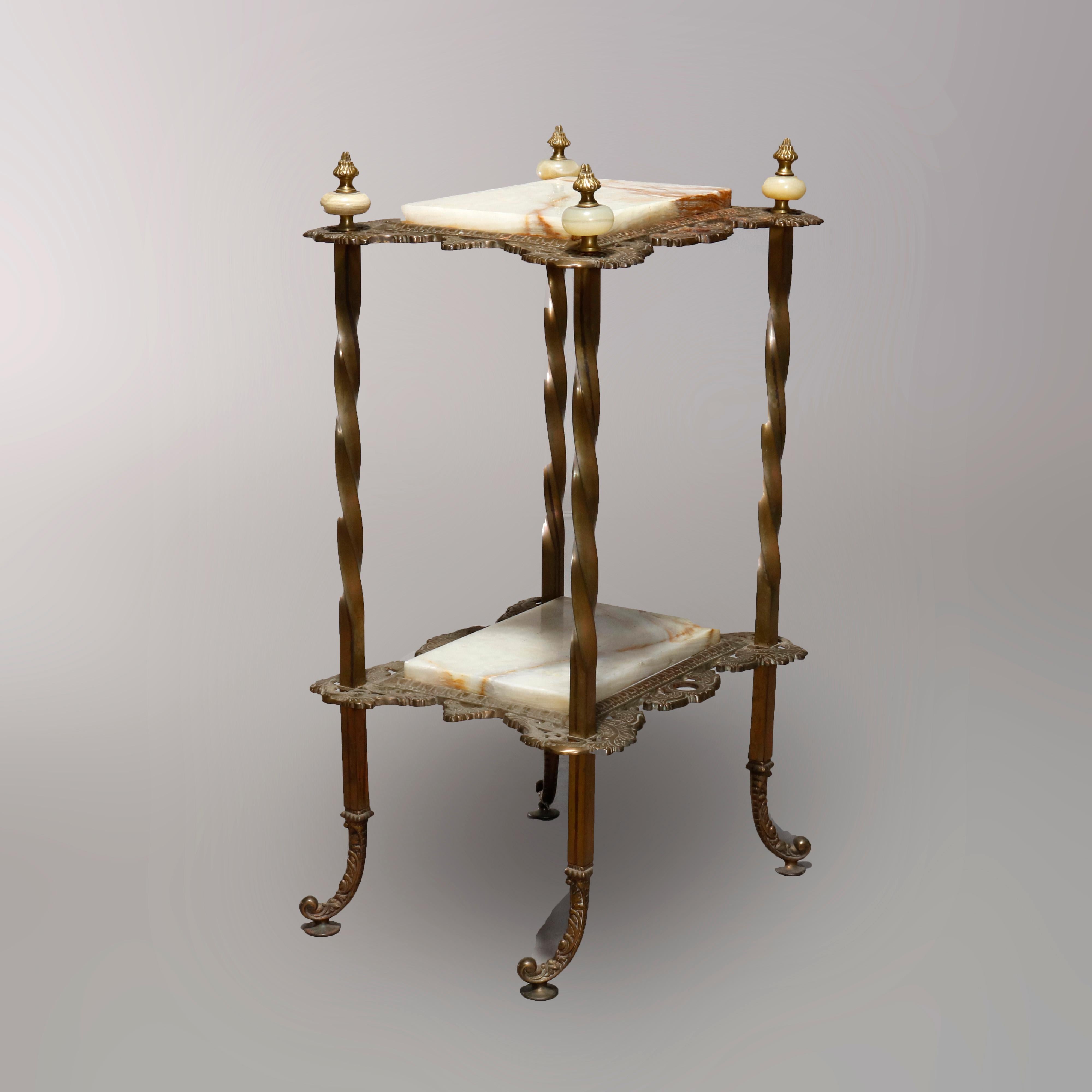 Antique French Victorian Bronze and Onyx Fern Stand, circa 1880 In Good Condition In Big Flats, NY
