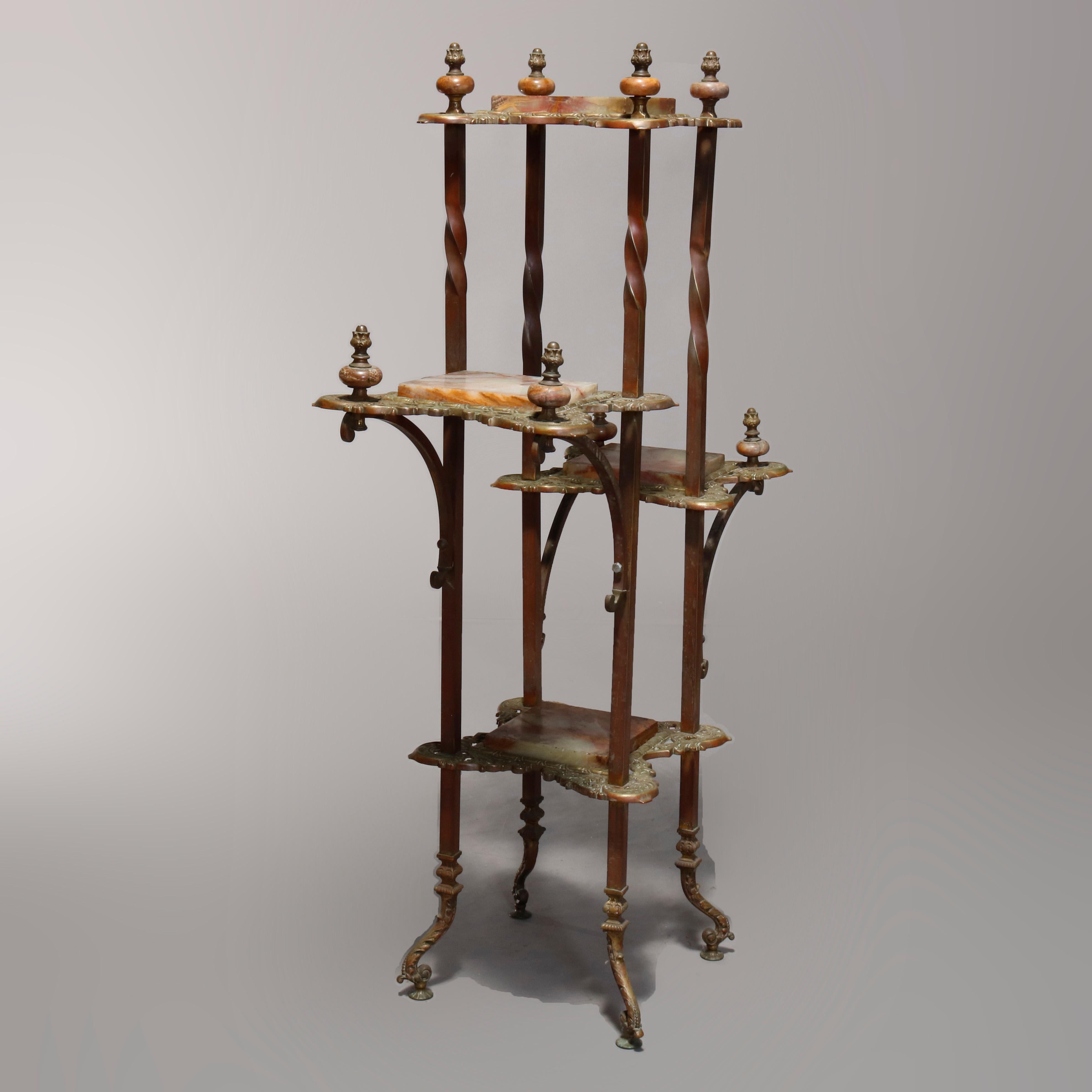Antique French Victorian Bronze and Onyx Tiered Étagère, circa 1880 In Good Condition In Big Flats, NY