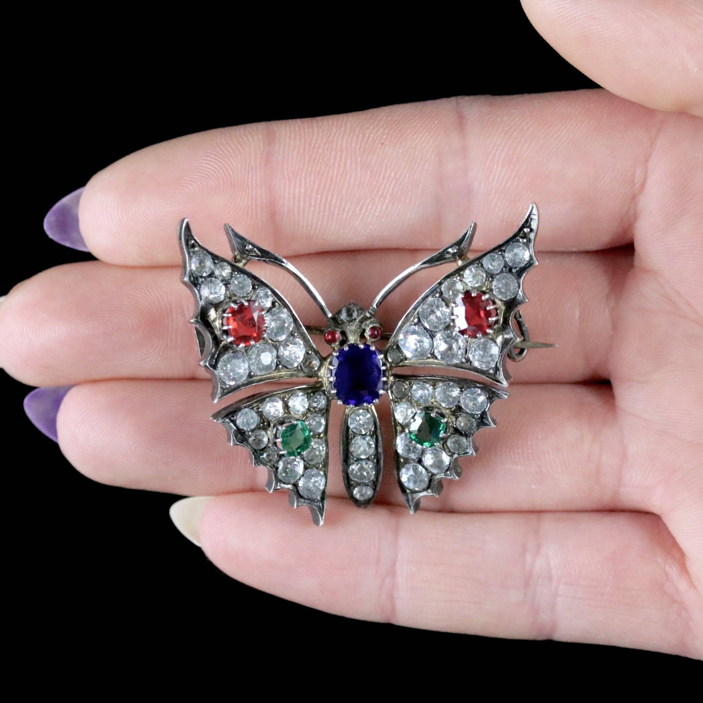 Antique French Victorian Butterfly Brooch Tanzanite, circa 1870 For Sale 3