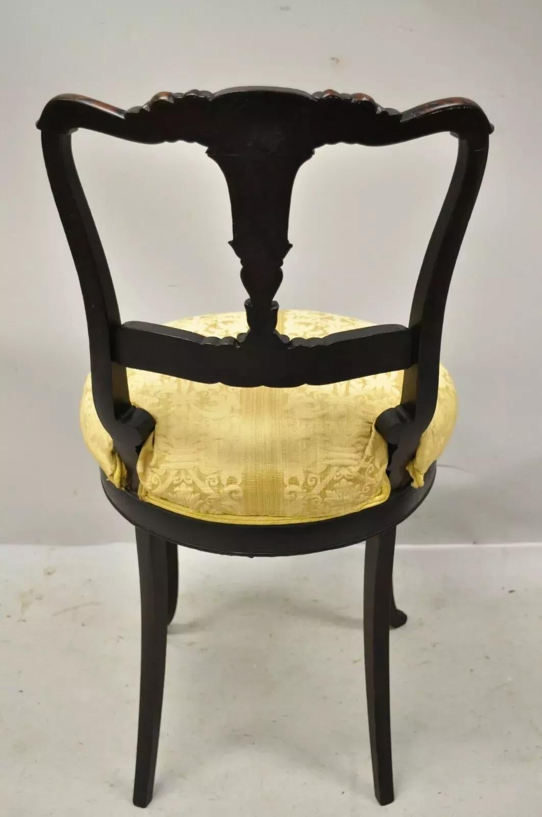 Antique French Victorian Carved Rosewood Small Petite Accent Side Chairs - Pair For Sale 7