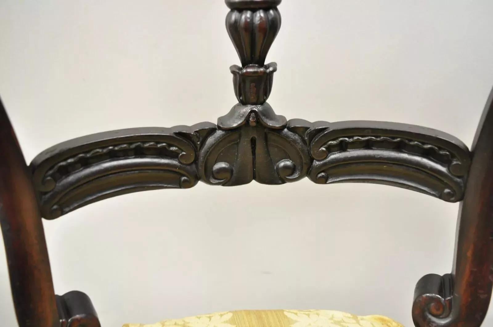 Antique French Victorian Carved Rosewood Small Petite Accent Side Chairs - Pair For Sale 1