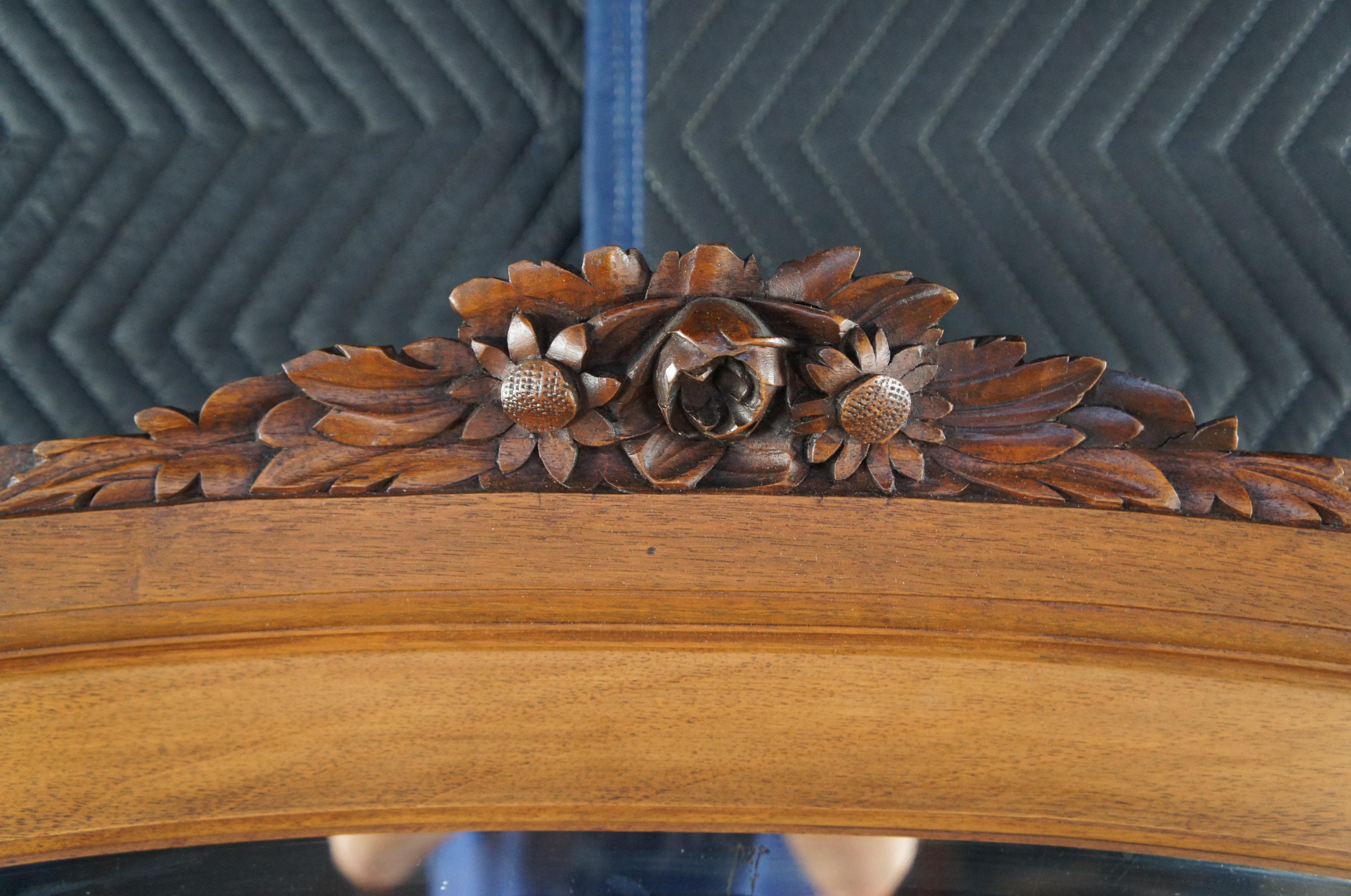 Antique French Victorian Carved Walnut Marble Top Buffet & Mirror Server Barback 1