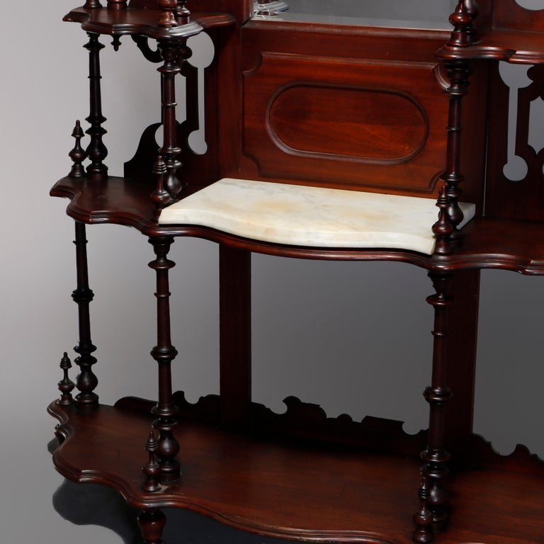 Antique French Victorian Carved Walnut and Marble Top Mirrored Étagère ...