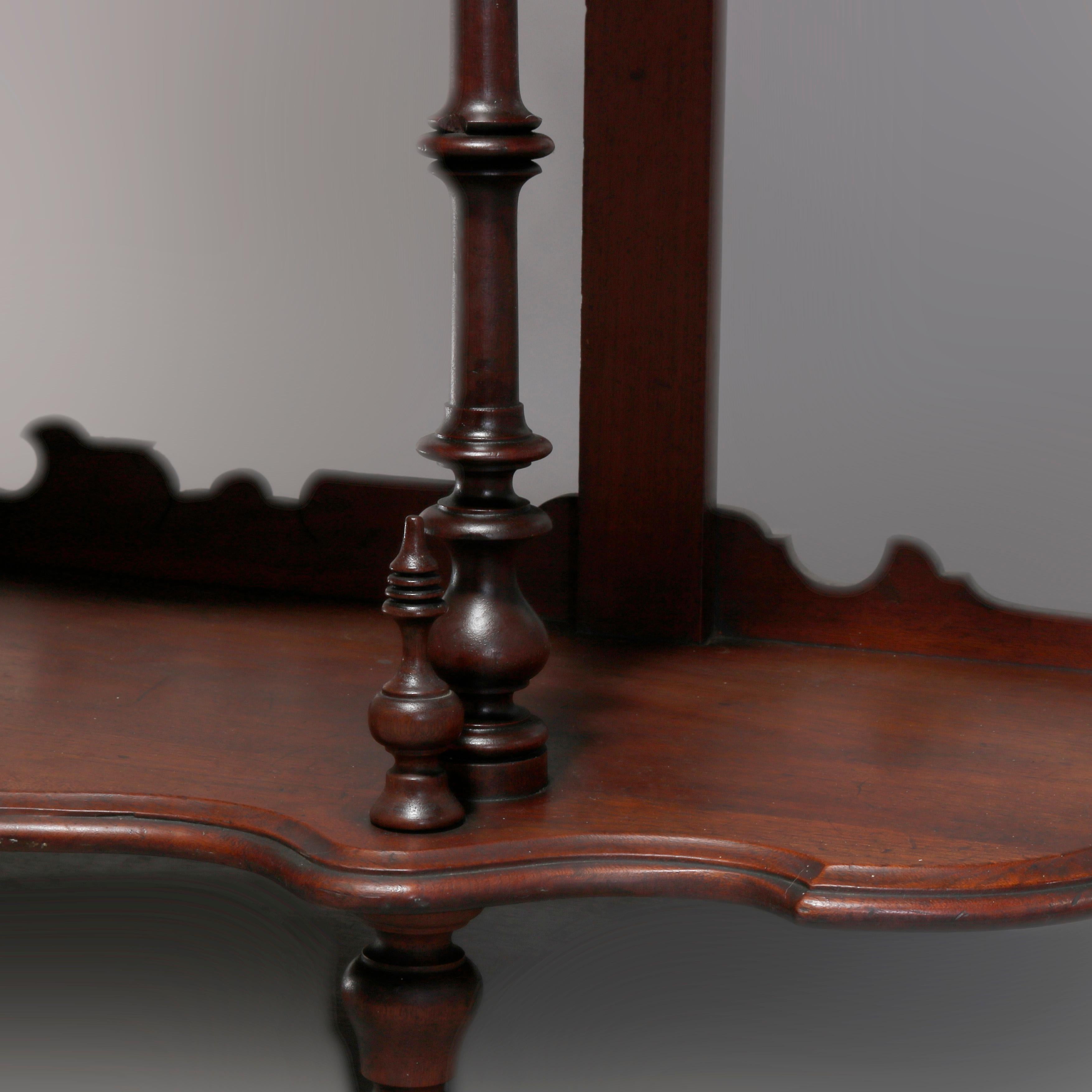 Antique French Victorian Carved Walnut & Marble Top Mirrored Étagère, circa 1890 4