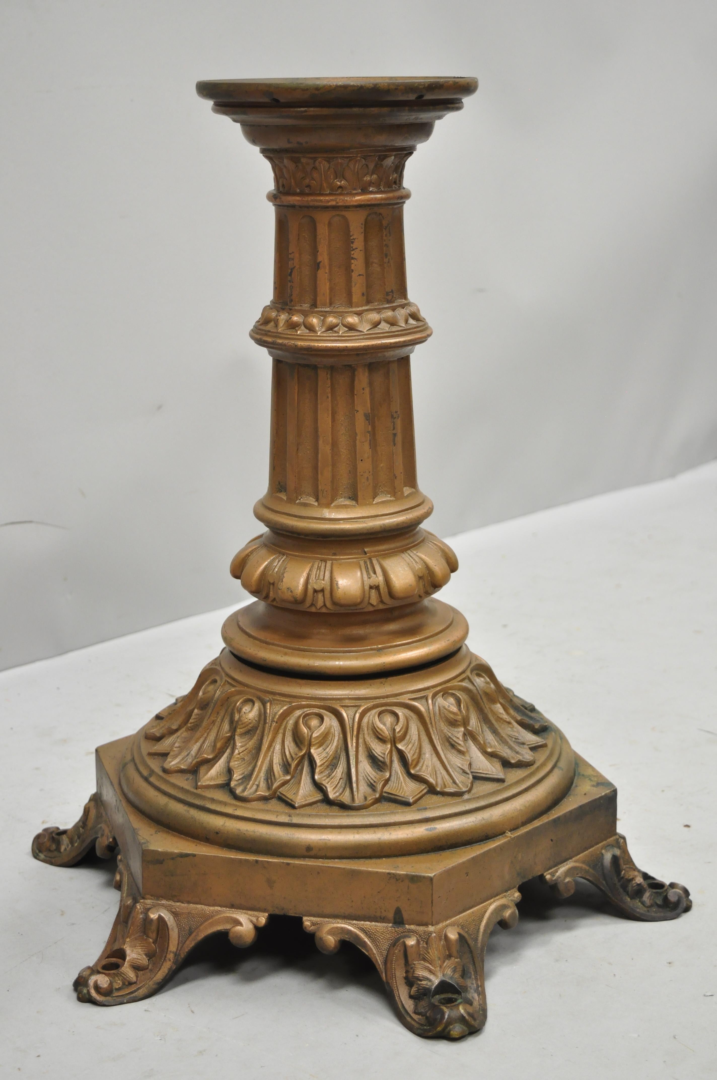 Antique French Victorian Cast Bronze Empire Style Pedestal Table Base For Sale 5
