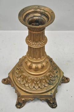Antique French Victorian Cast Bronze Empire Style 23" Pedestal Table Base