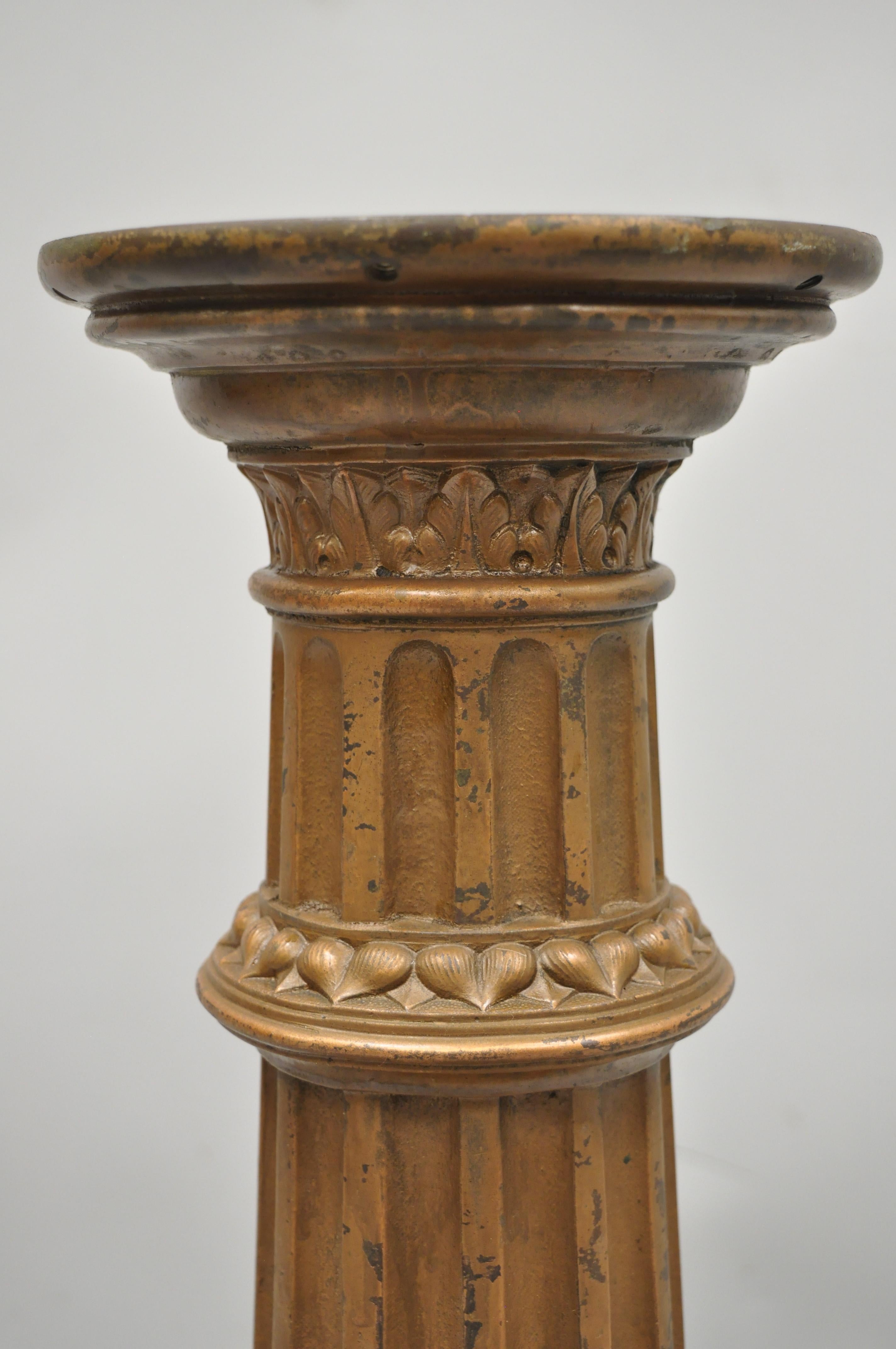 Antique French Victorian Cast Bronze Empire Style Pedestal Table Base In Good Condition For Sale In Philadelphia, PA