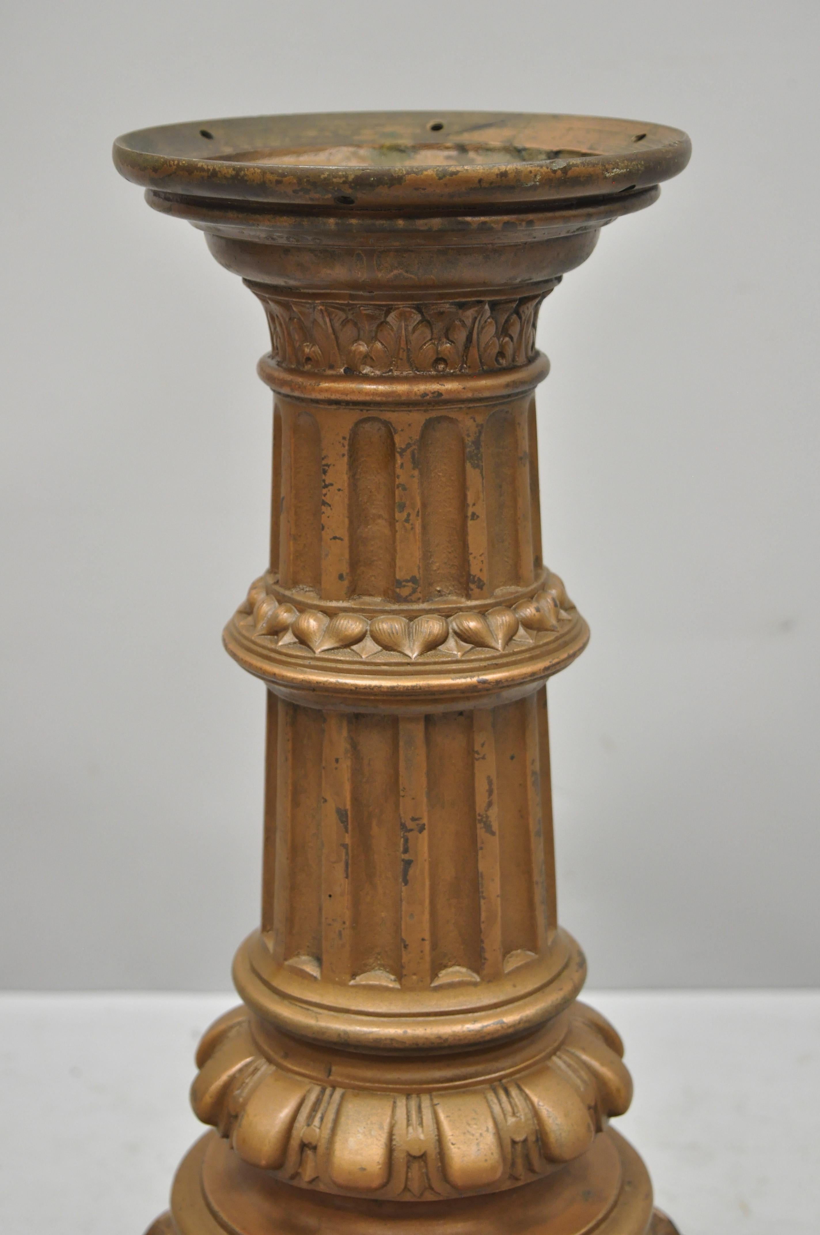 19th Century Antique French Victorian Cast Bronze Empire Style Pedestal Table Base For Sale