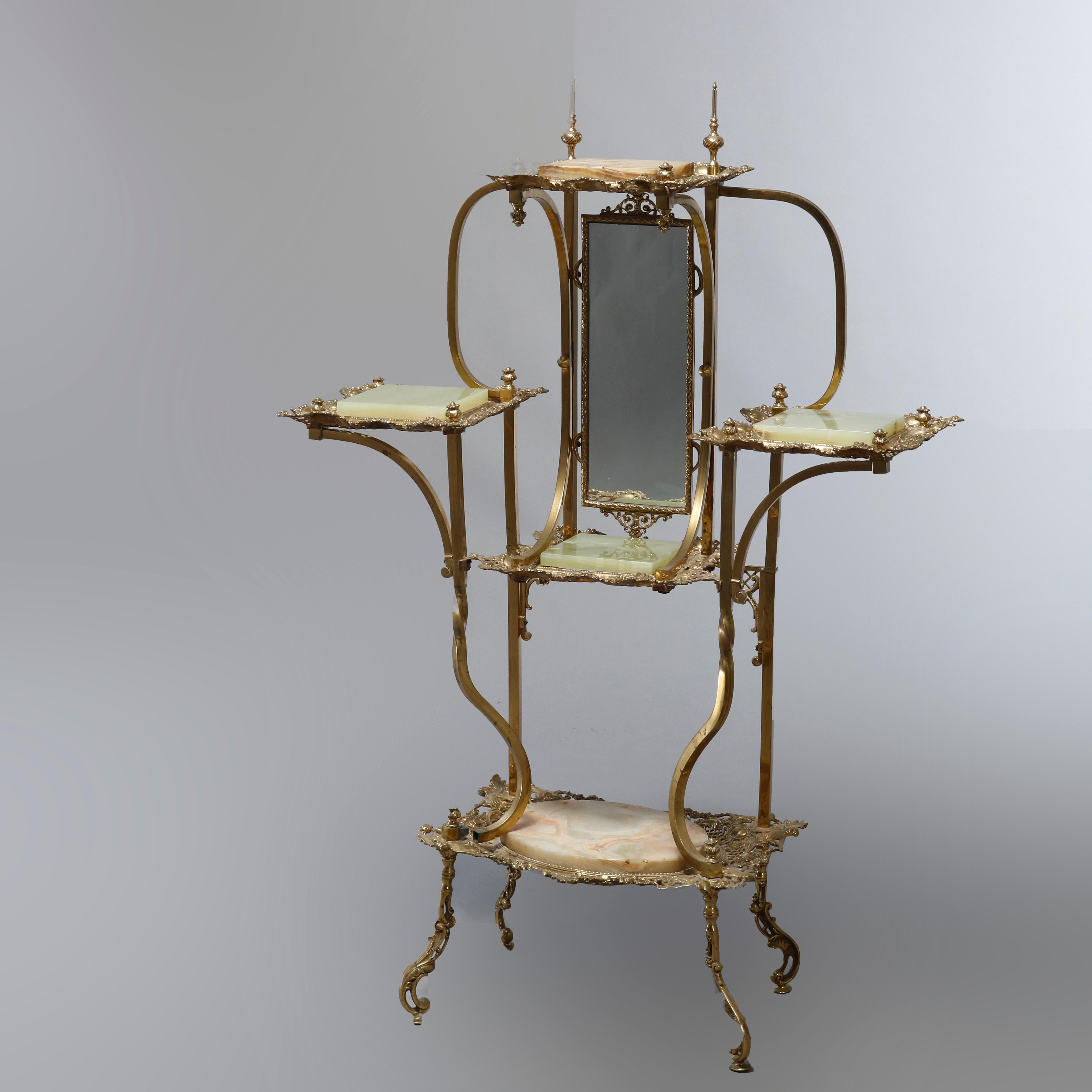 Antique French Victorian Cast Bronze & Onyx Tiered & Mirrored Etagere, c1880 11