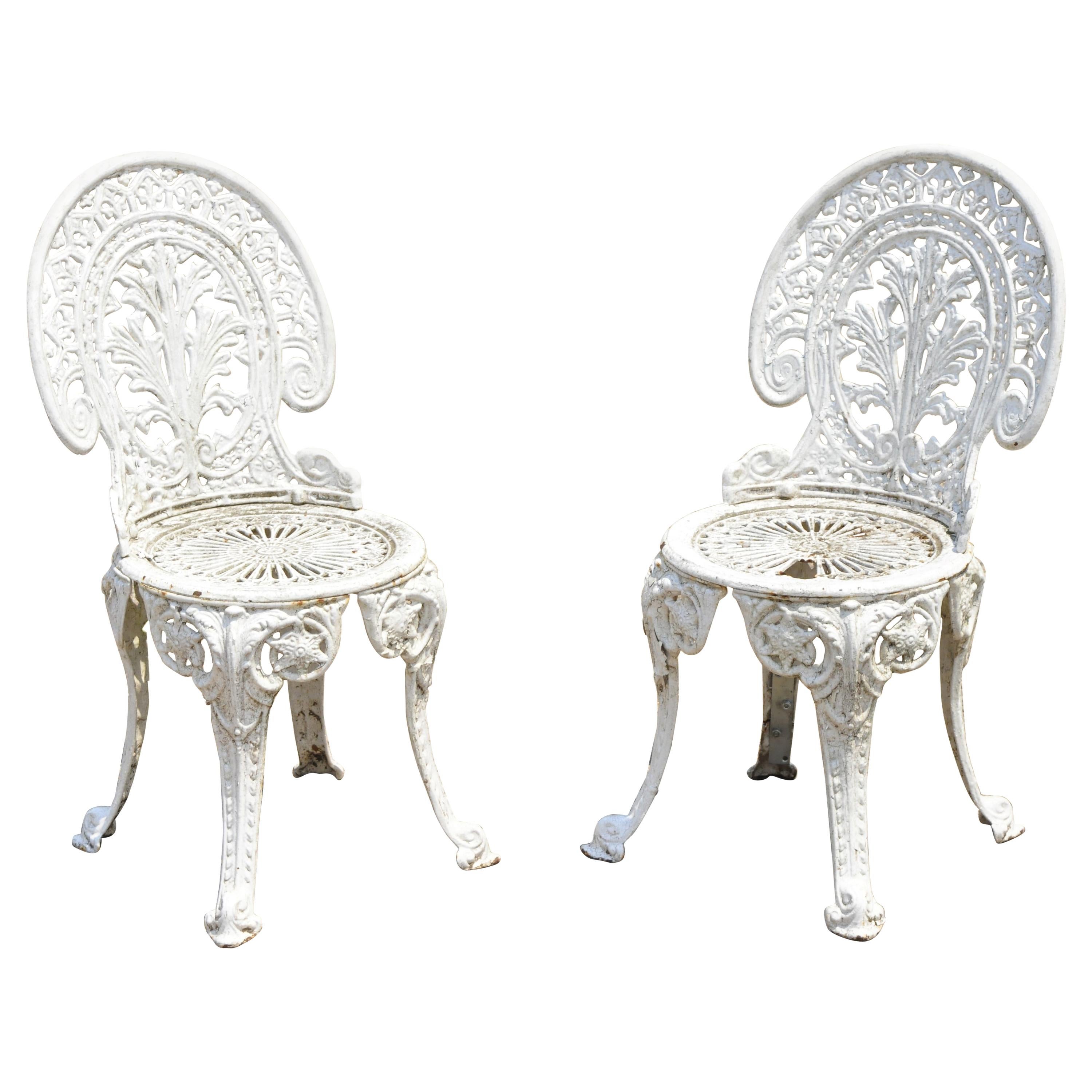 Antique French Victorian Cast Iron Foliate Leaf Pattern White Garden Chair,  Pair For Sale at 1stDibs | victorian cast iron chairs, white garden chairs, white  victorian chair