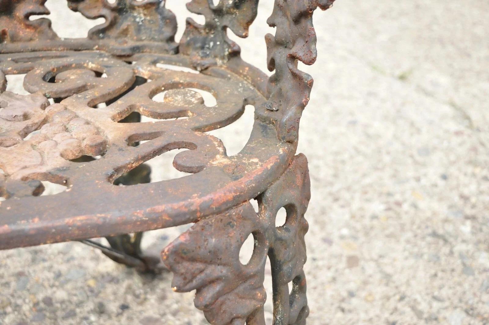 Antique French Victorian Cast Iron Grapevine Leaf Small Garden Bench Loveseat For Sale 7