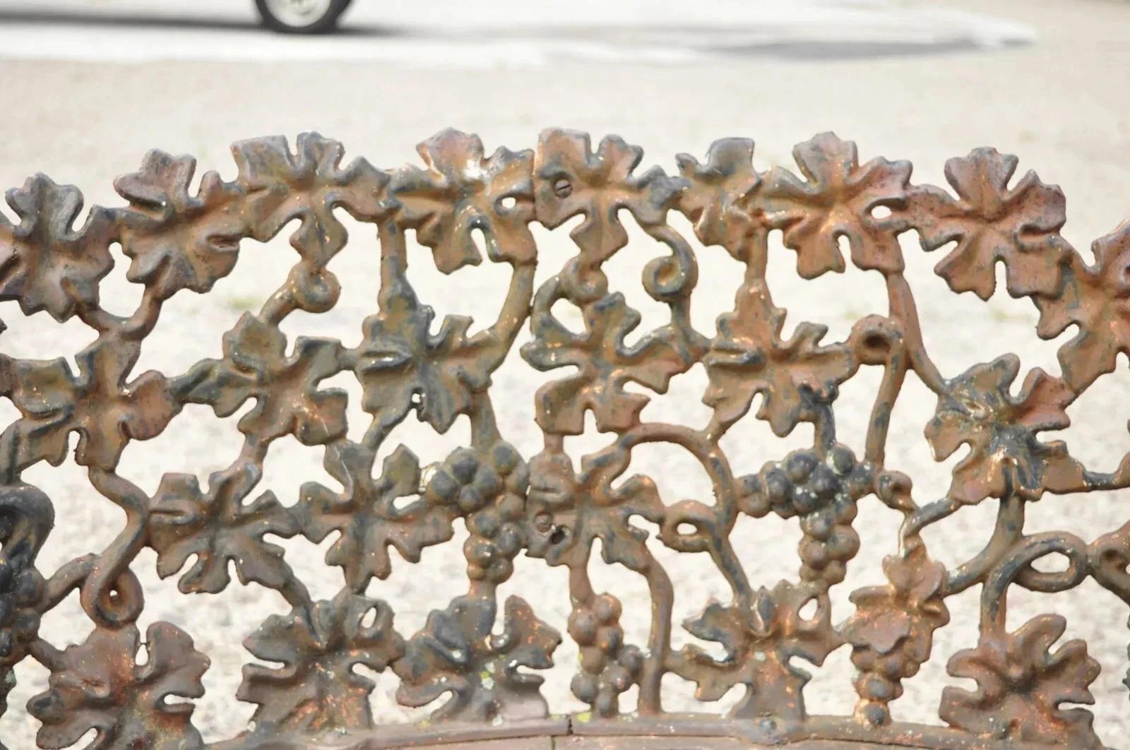 Unknown Antique French Victorian Cast Iron Grapevine Leaf Small Garden Bench Loveseat For Sale