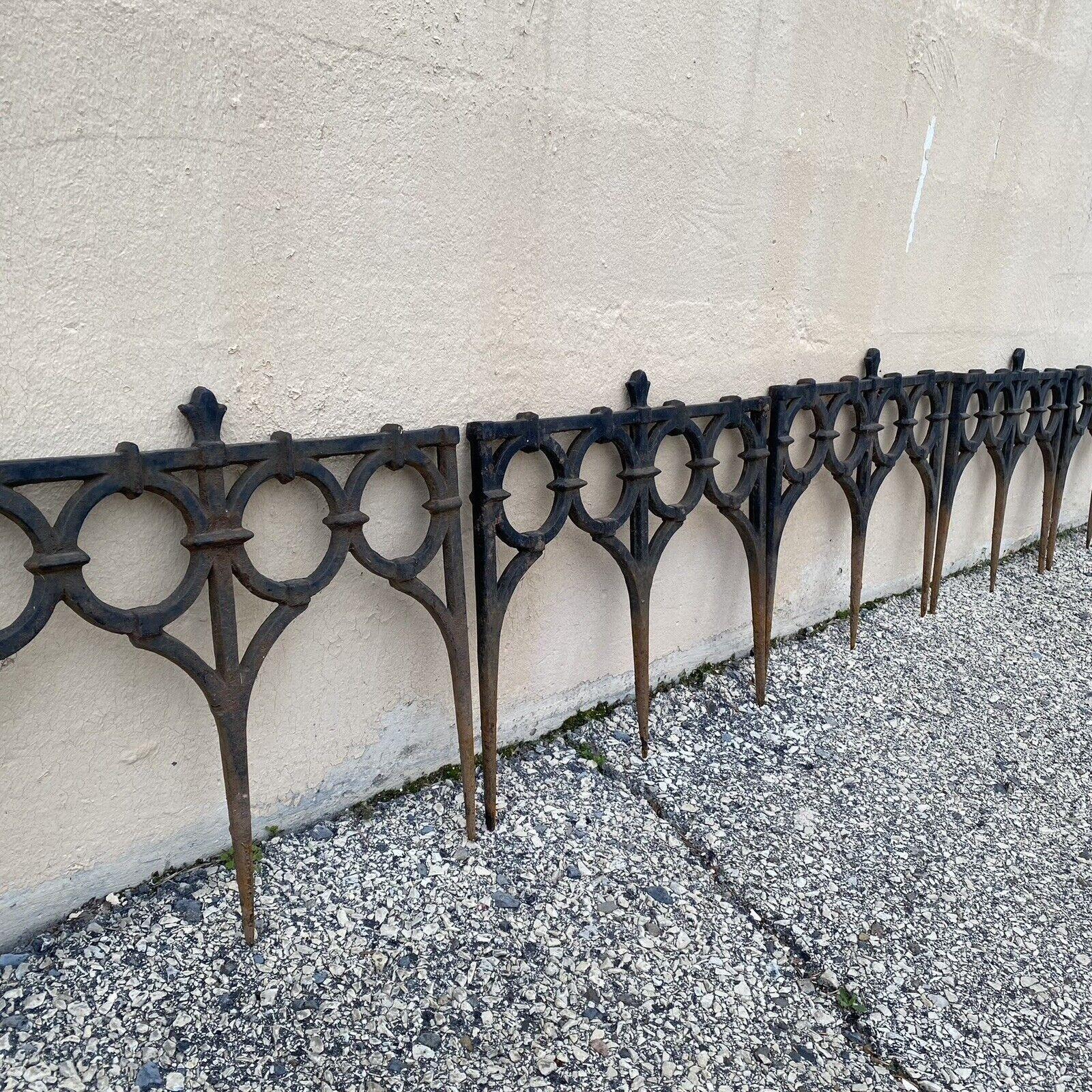 Antique French Victorian Cast Iron Outdoor Garden Fence Edge Edging - Set of 8 For Sale 7