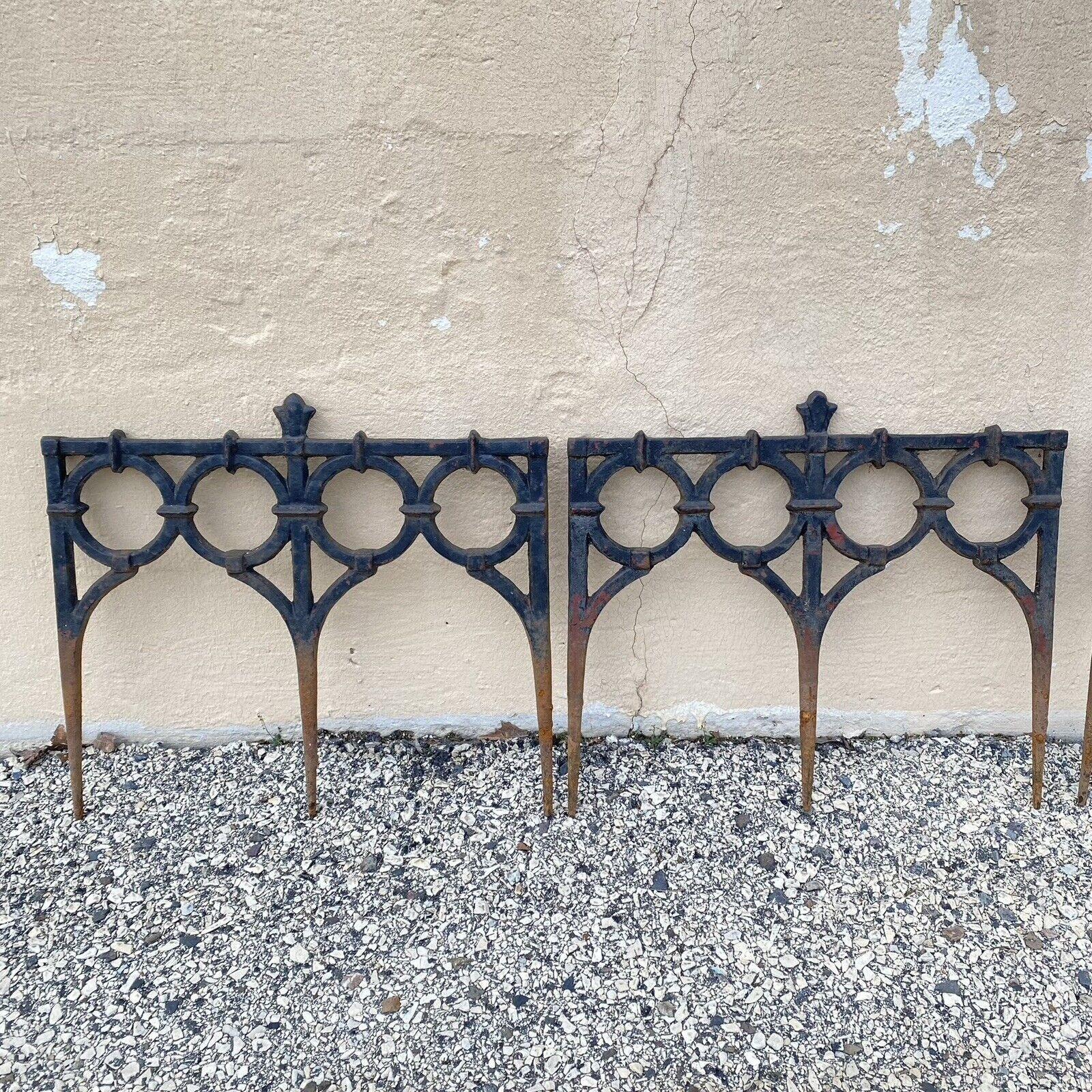Antique French Victorian Cast Iron Outdoor Garden Fence Edge Edging - Set of 8 For Sale 8