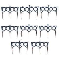 Used French Victorian Cast Iron Outdoor Garden Fence Edge Edging - Set of 8