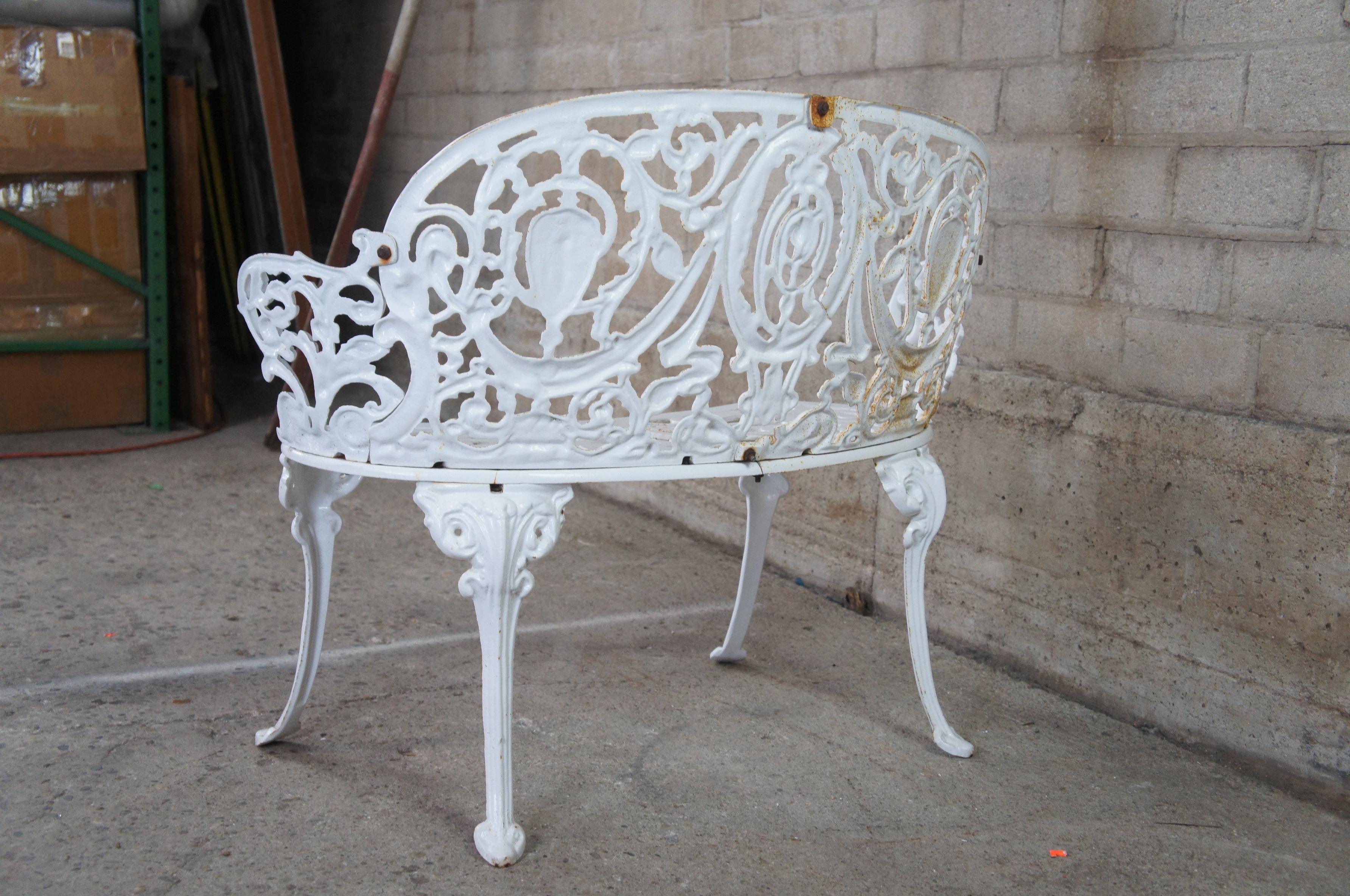 Antique French Victorian Cast Iron Patio Bench Settee Love Seat Garden Bistro 37 6