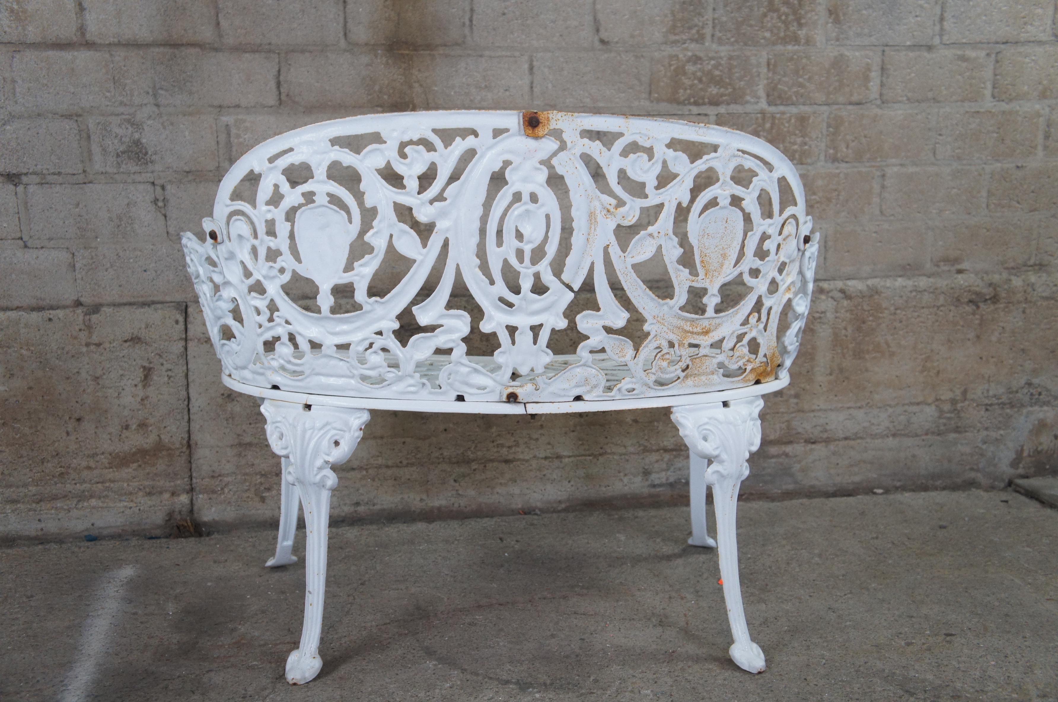 Antique French Victorian Cast Iron Patio Bench Settee Love Seat Garden Bistro 37 7