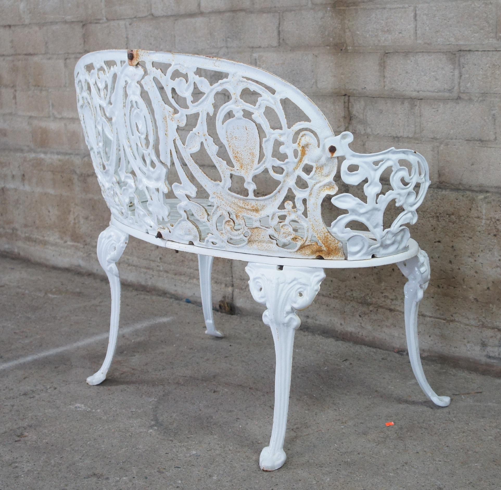 Antique French Victorian Cast Iron Patio Bench Settee Love Seat Garden Bistro 37 9