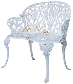 Antique French Victorian Cast Iron Patio Bench Settee Love Seat Garden Bistro 37