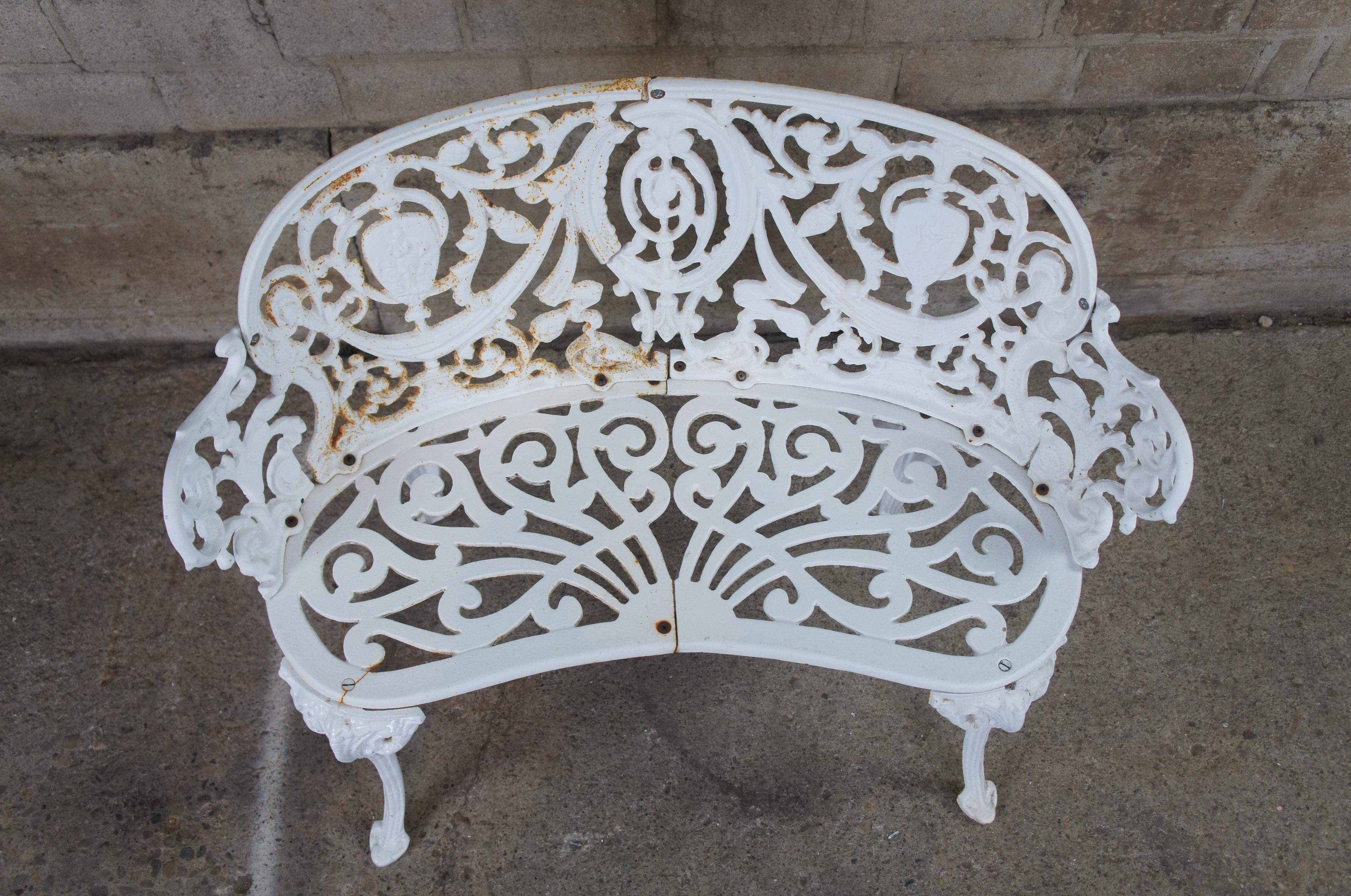 19th Century Antique French Victorian Cast Iron Patio Bench Settee Love Seat Garden Bistro 37