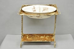 Lavabo d'époque français de style victorien pour enfant, en fer forgé, avec vasque « K&G Lunéville »
