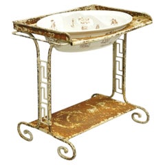 Lavabo d'époque français de style victorien pour enfant, en fer forgé, avec vasque « K&G Lunéville »