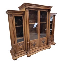 Antique French Victorian Eastlake Style Carved Display Cabinet