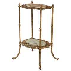 Antique French Victorian Gilt Bronze and Onyx Fern Display Stand, circa 1890