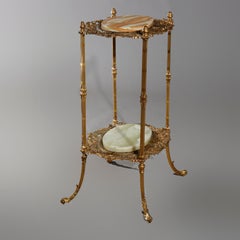 Antique French Victorian Gilt Bronze and Onyx Fern Display Stand, circa 1890
