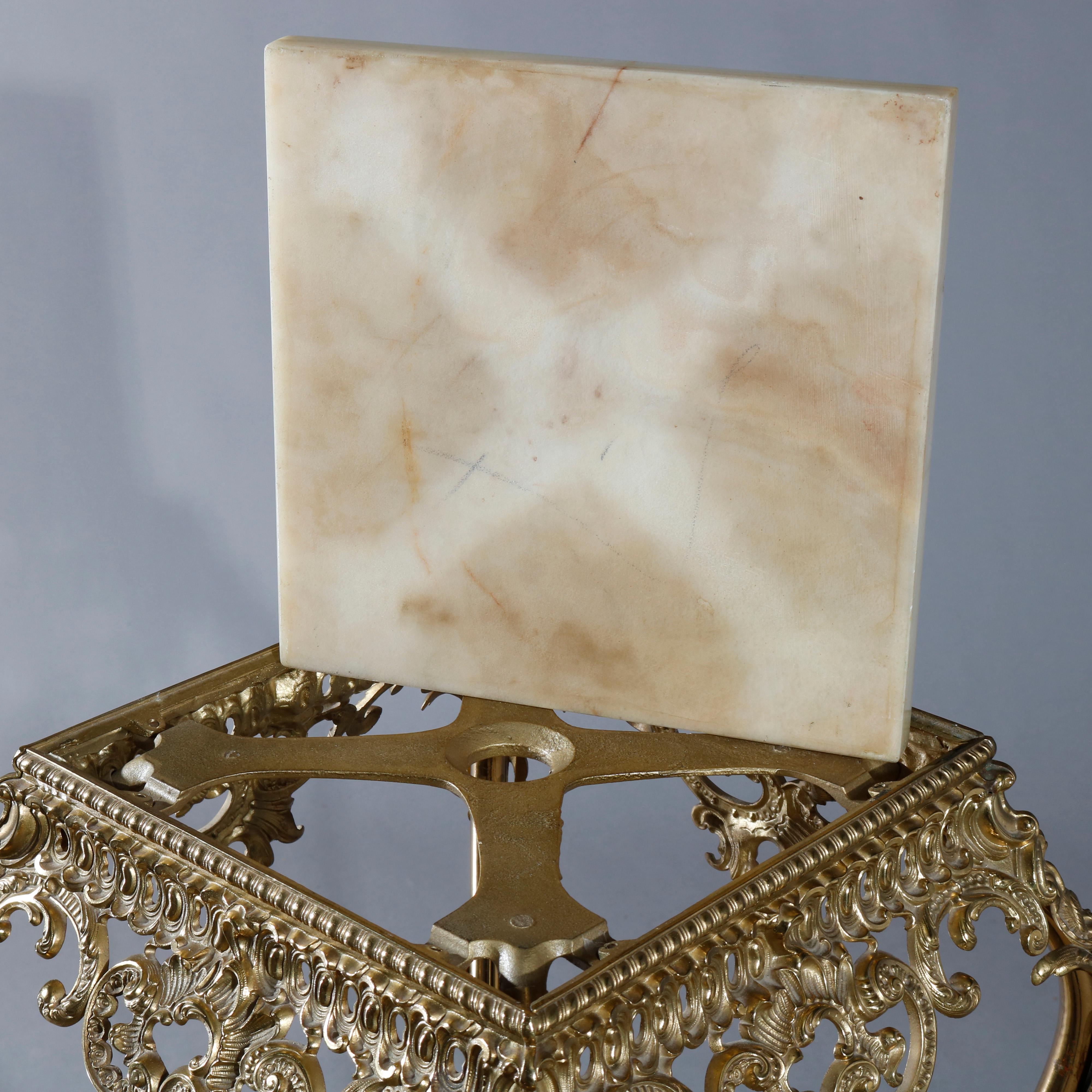 Antique French Victorian Gilt Bronze and Onyx Fern Display Stand, circa 1890 In Good Condition In Big Flats, NY