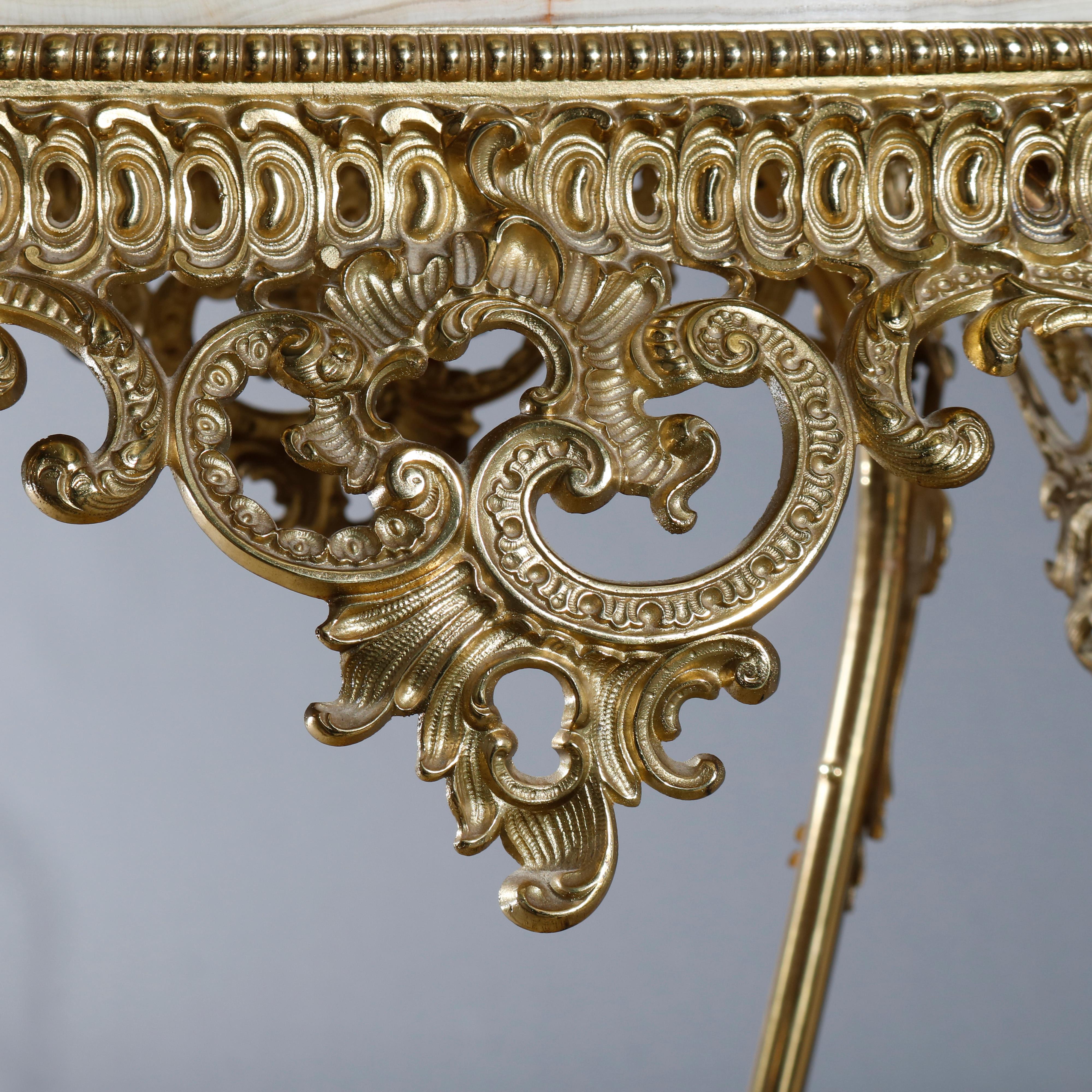 Antique French Victorian Gilt Bronze and Onyx Fern Display Stand, circa 1890 1