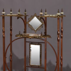 Antigua Étagère Victoriana Francesa Dorada, de Ónice y Latón con Espejo de 6 Etapas, circa 1880