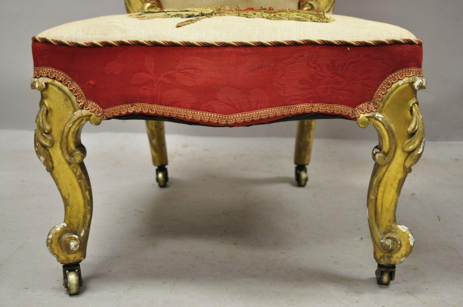 Antike französische viktorianische vergoldete Rokoko-Revival-Sessel, Parlor-Sessel, ein Paar (Nordamerikanisch) im Angebot