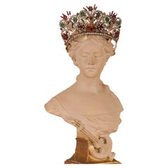 Antique French Victorian Gold Religious Santos Crown Madonna jewelled Tiara