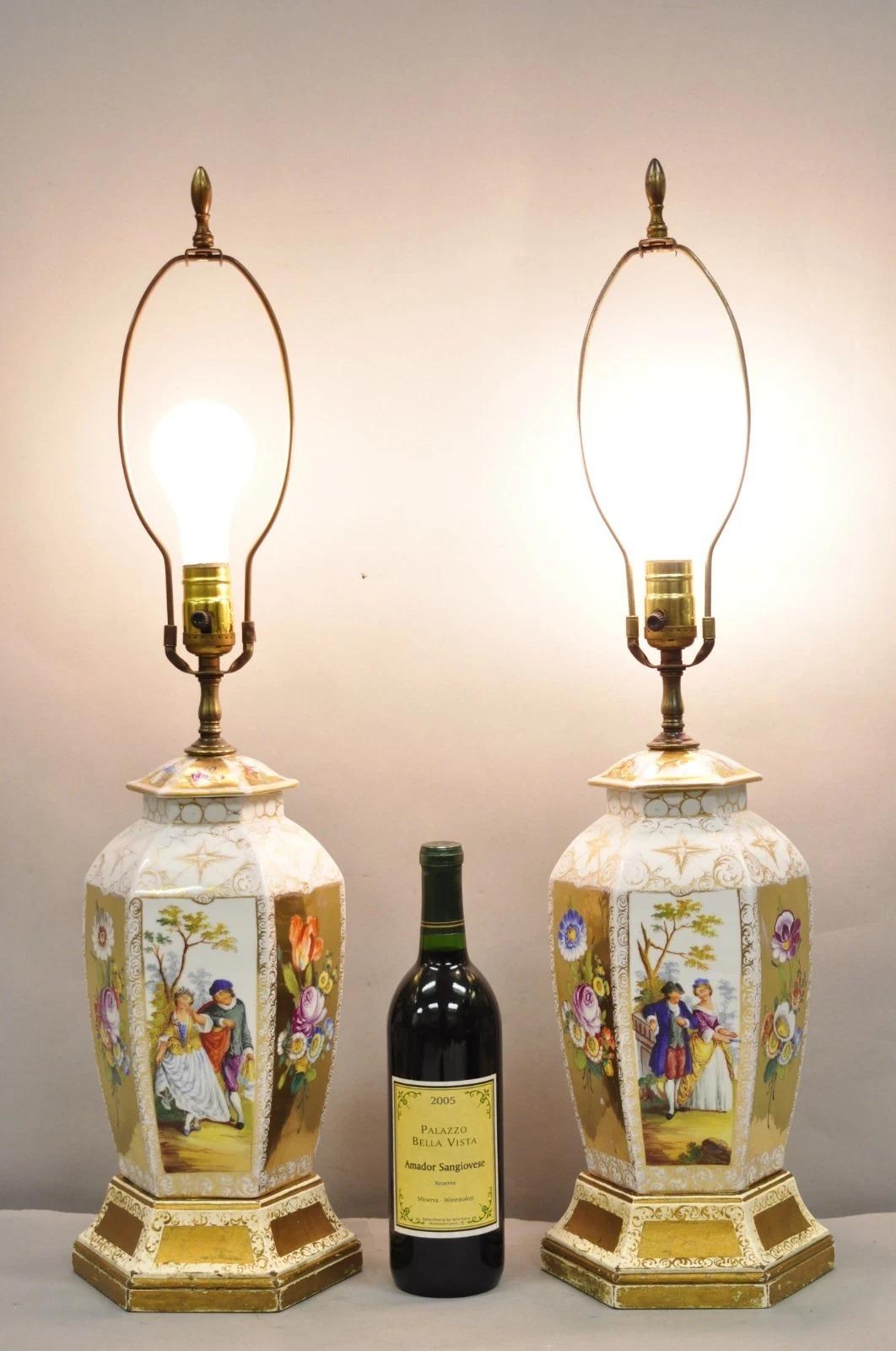 Antique French Victorian dipinto a mano 