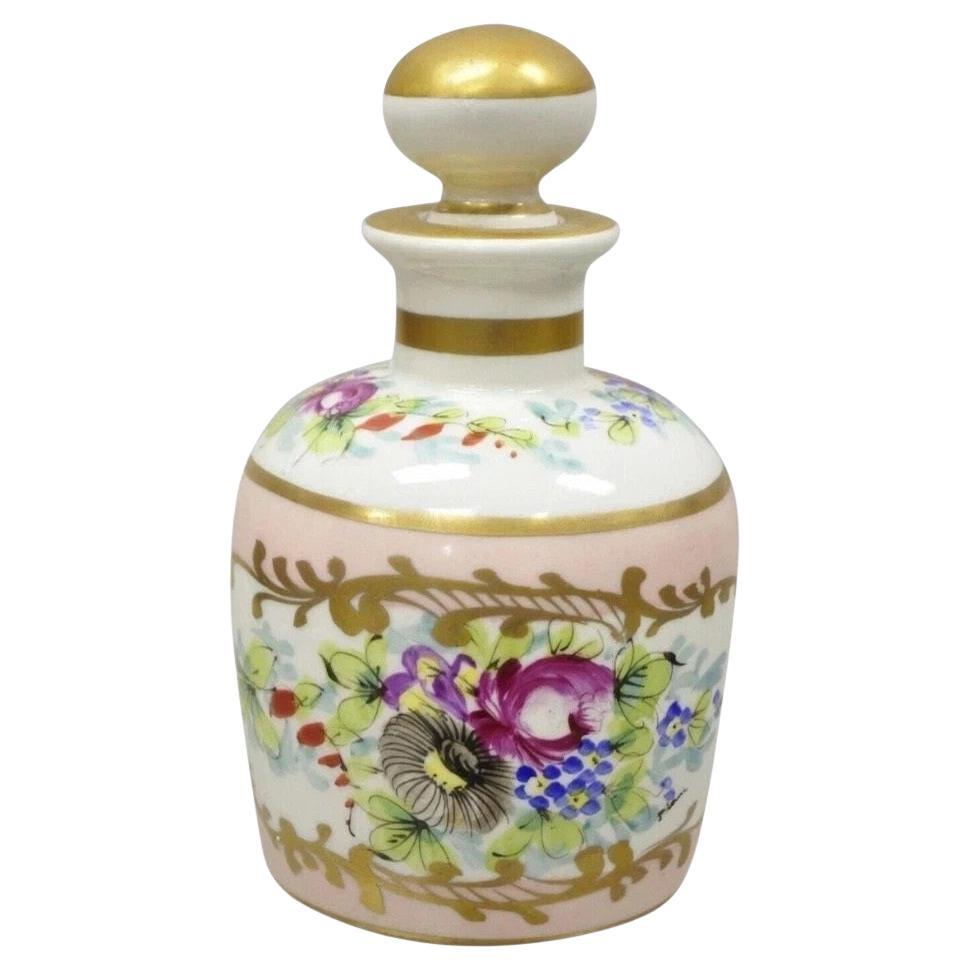Antique French Victorian Hand Painted Porcelain Vanity Tonic Perfume Bottle