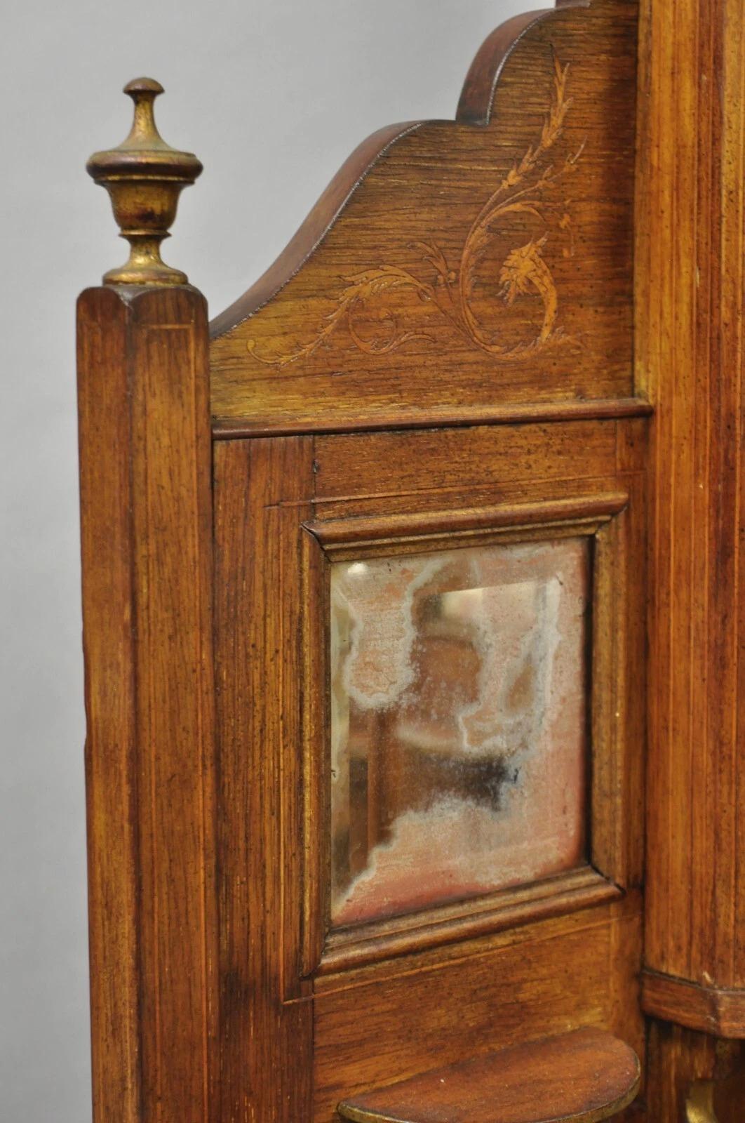 Glass Antique French Victorian Inlaid Mahogany Corner China Cabinet Display Curio For Sale
