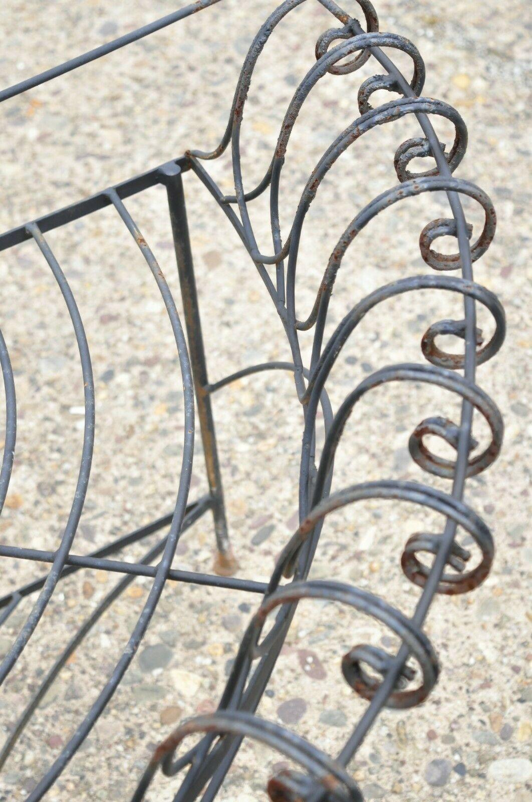 Antique French Victorian Iron Wire Scrolling 3 Tier Garden Demilune Planter For Sale 6