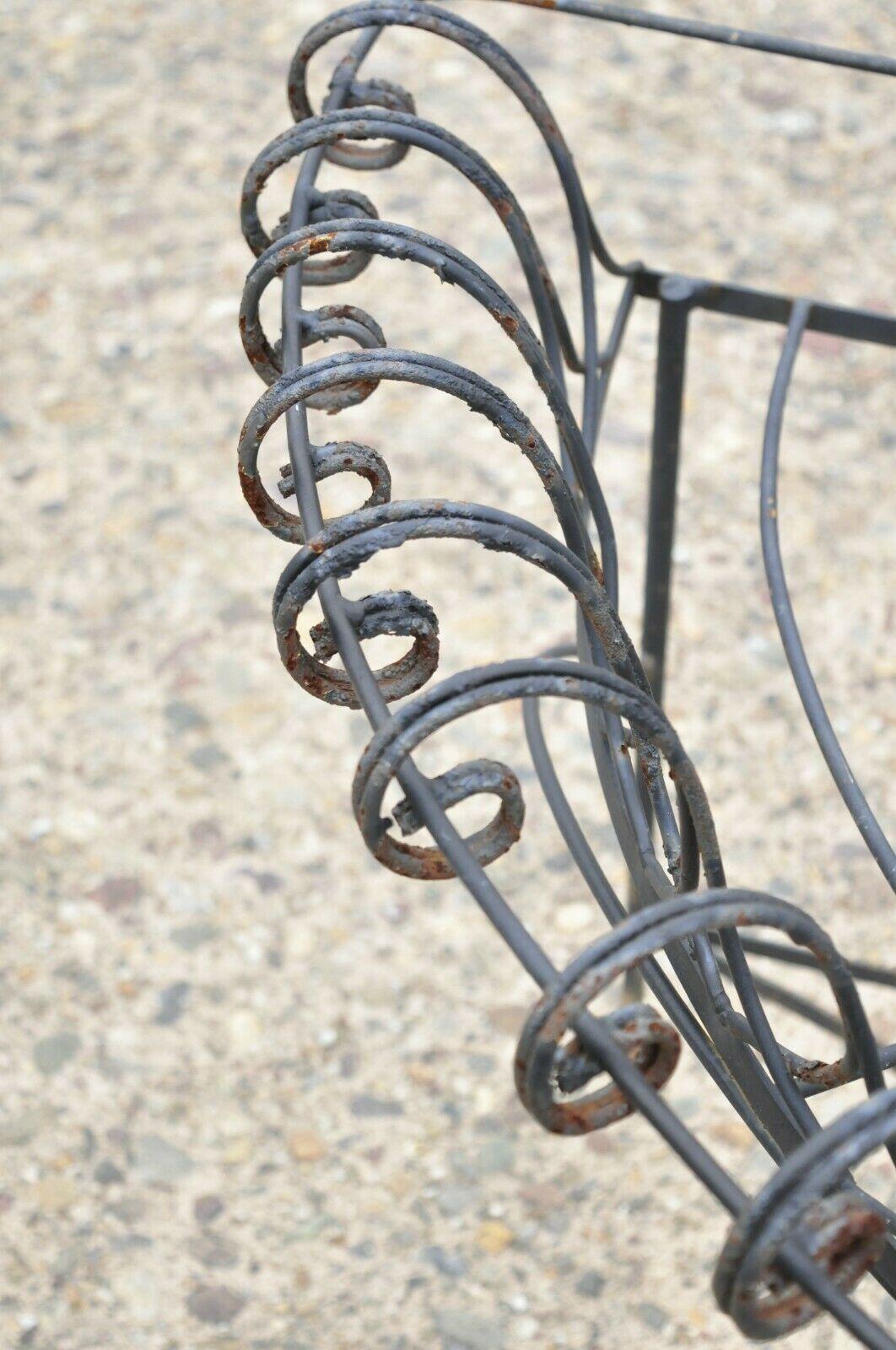Antique French Victorian Iron Wire Scrolling 3 Tier Garden Demilune Planter For Sale 2