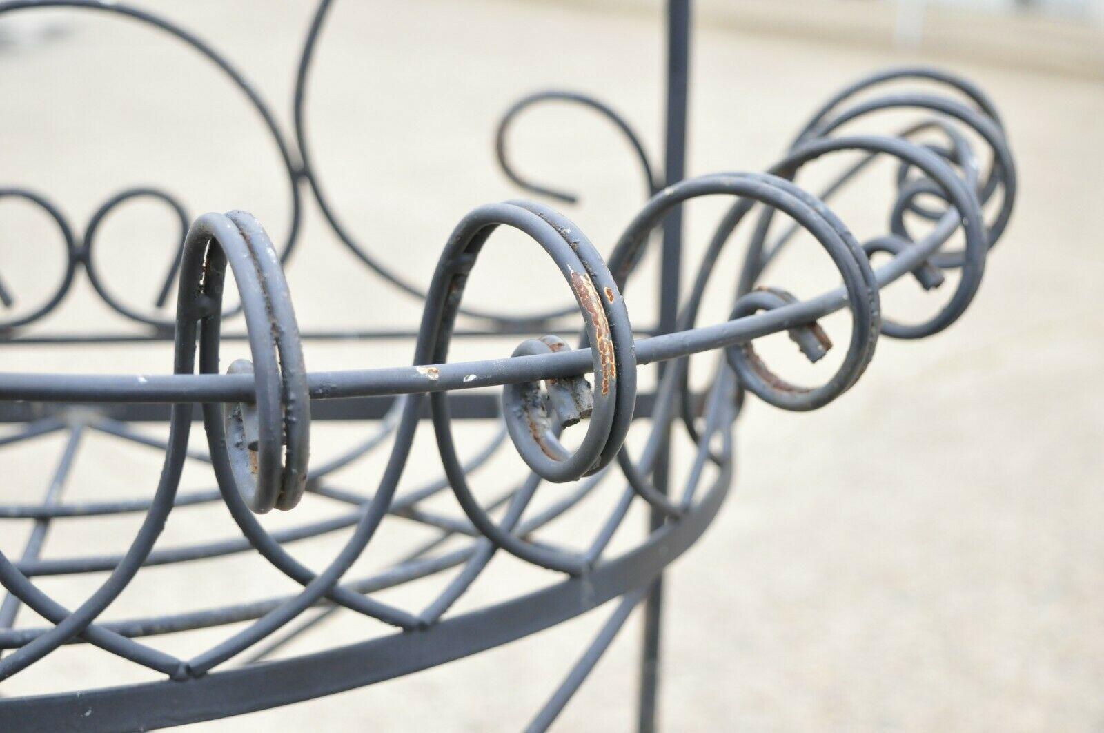 Antique French Victorian Iron Wire Scrolling 3 Tier Garden Demilune Planter For Sale 3