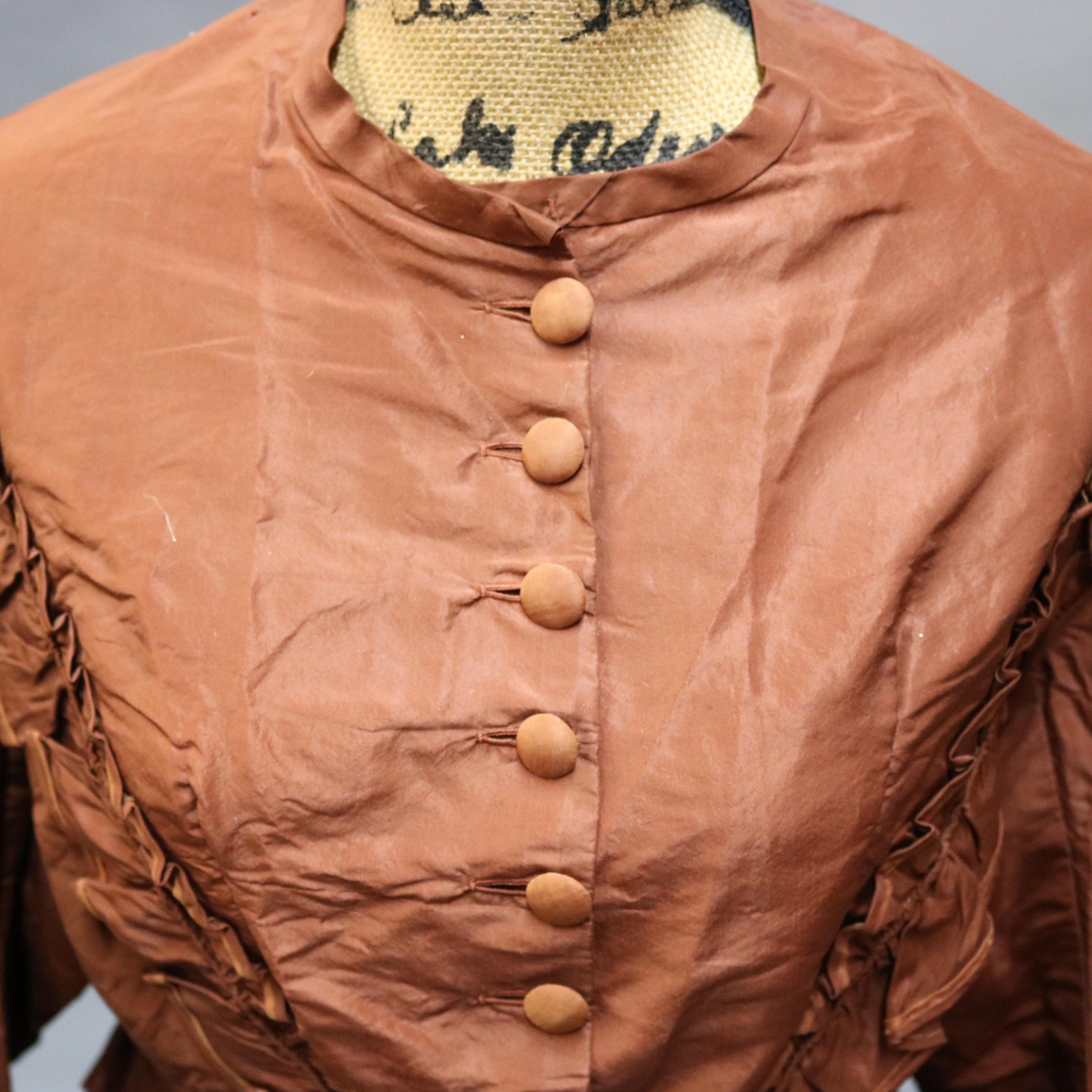 Antique French Victorian Ladies Day Dress by Bespaigne, Paris, c1880 In Good Condition In Big Flats, NY