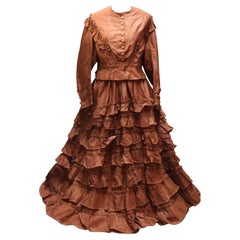 Antique French Victorian Ladies Day Dress by Bespaigne, Paris, c1880