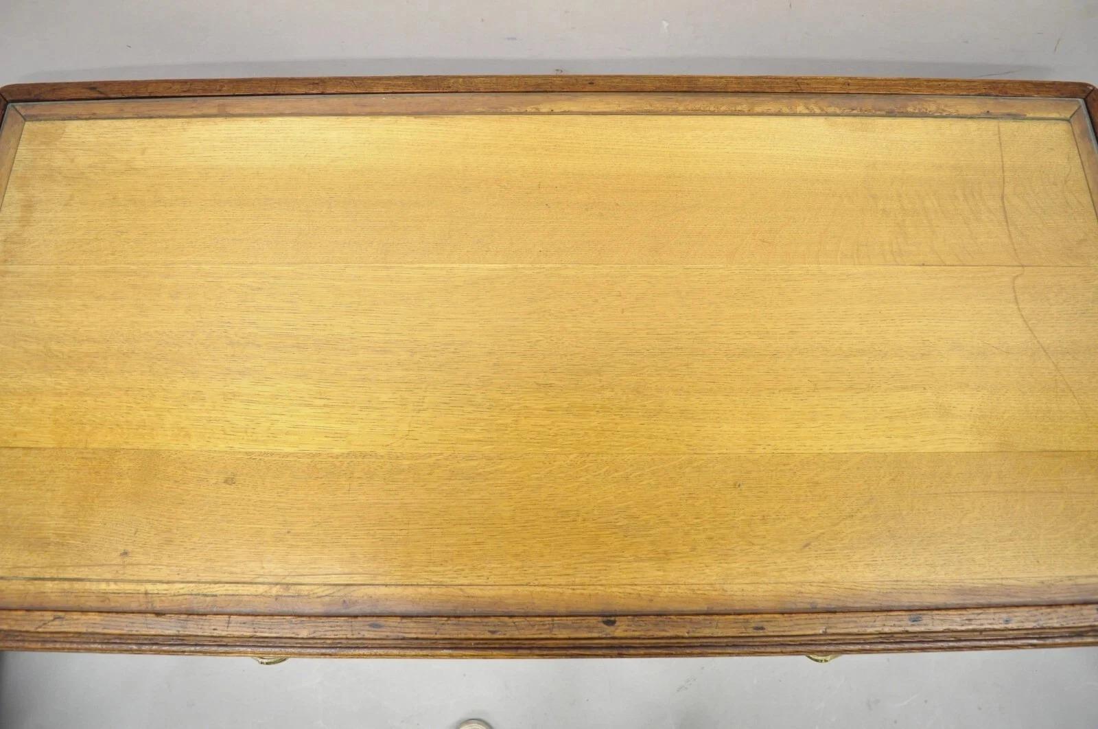 Antique French Victorian Louis XV Style Oak 2 Drawer Writing Desk Console Table In condizioni buone in vendita a Philadelphia, PA