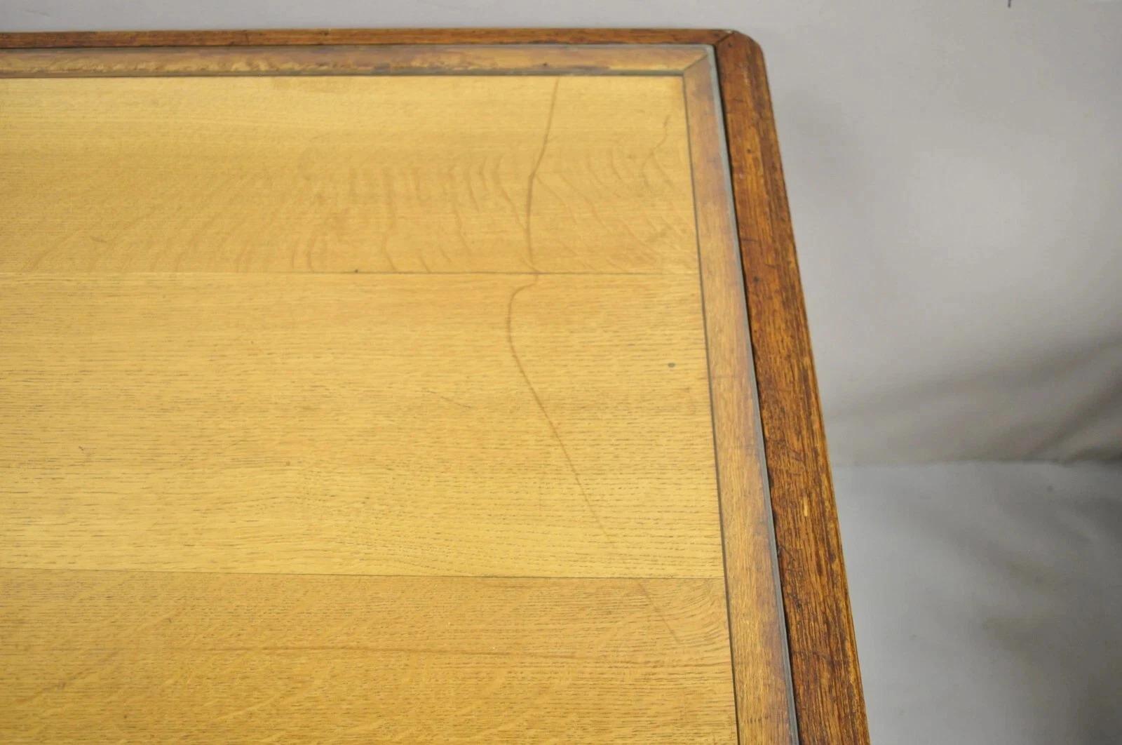 Ottone Antique French Victorian Louis XV Style Oak 2 Drawer Writing Desk Console Table in vendita
