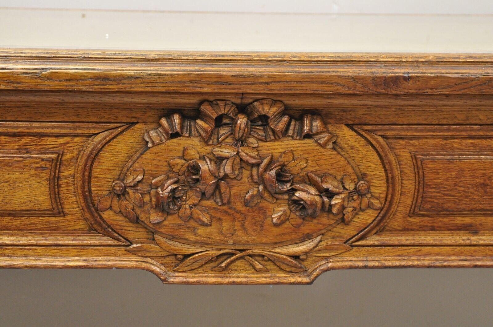 Ancienne console de bureau à 2 tiroirs en chêne de style Louis XV victorien français en vente 2