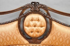 Antique French Victorian Louis XV Style Open Carved Walnut Loveseat Settee Sofa