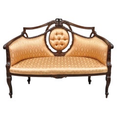 Antique French Victorian Louis XV Style Open Carved Walnut Loveseat Settee Sofa