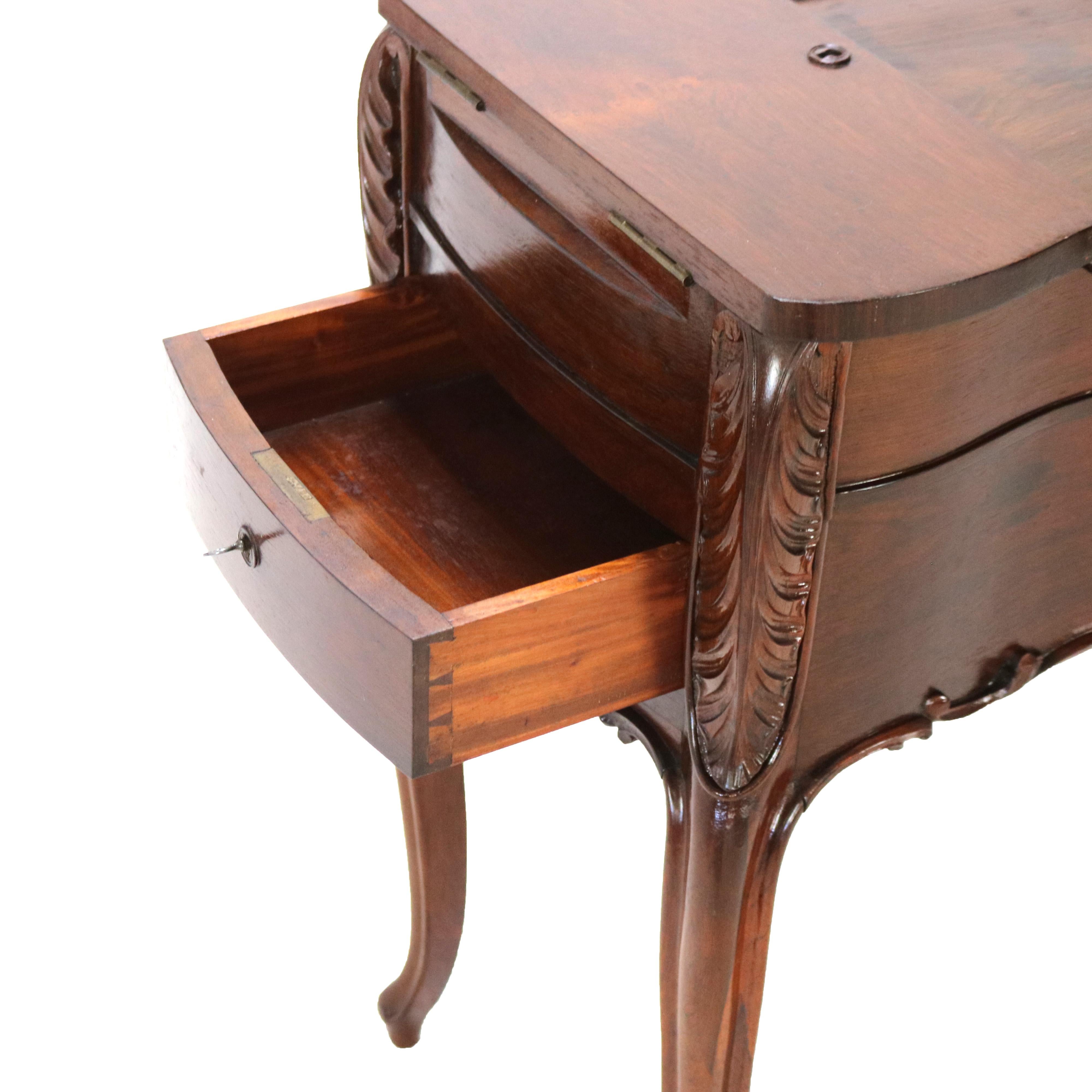 Antique French Victorian Louis XV Style Rosewood Mirrored Vanity C1880 in vendita 6