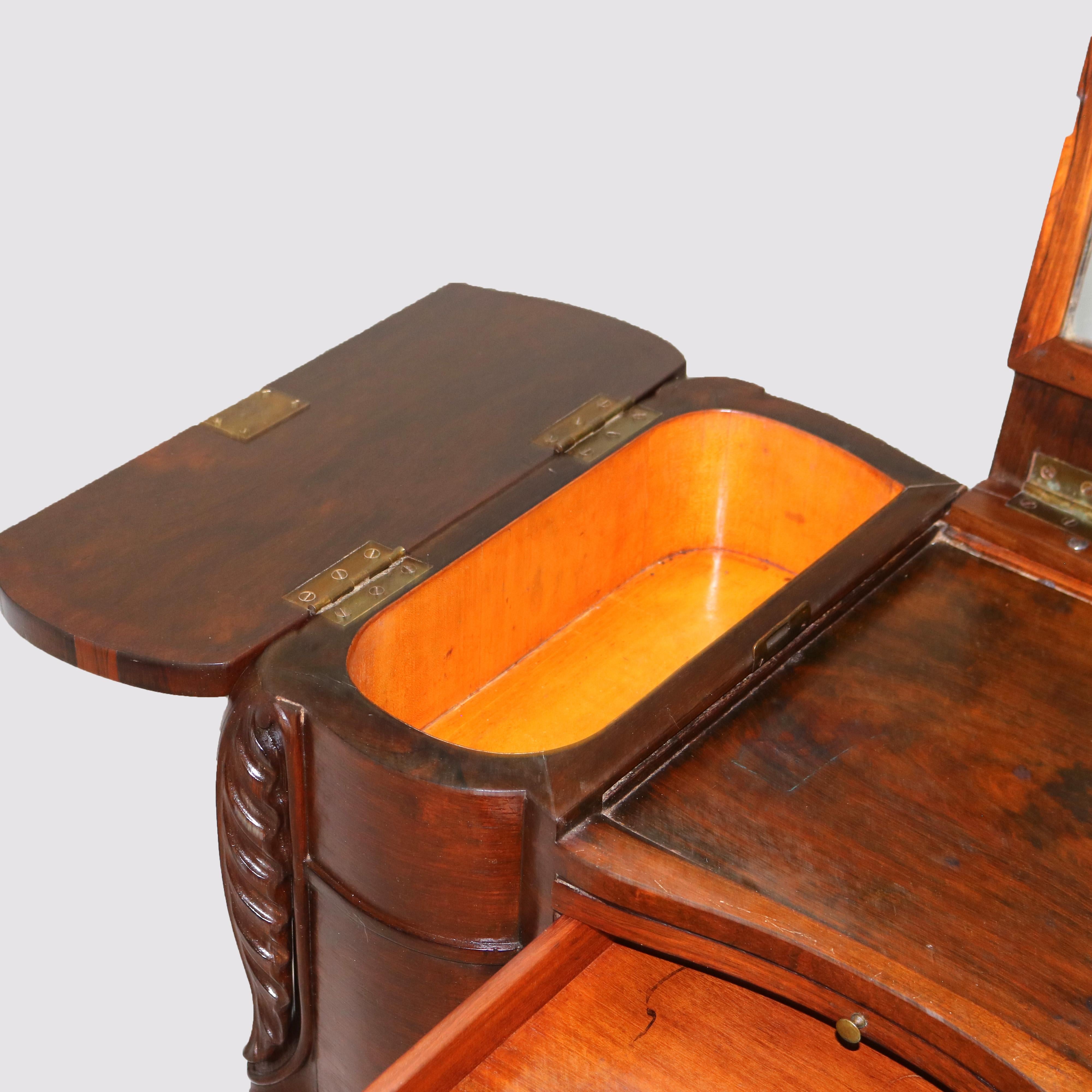 XIX secolo Antique French Victorian Louis XV Style Rosewood Mirrored Vanity C1880 in vendita
